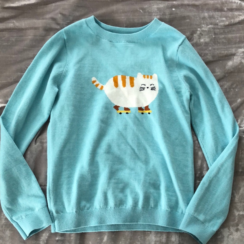 Jacadi girls cat in skates sweater NWOT size 8